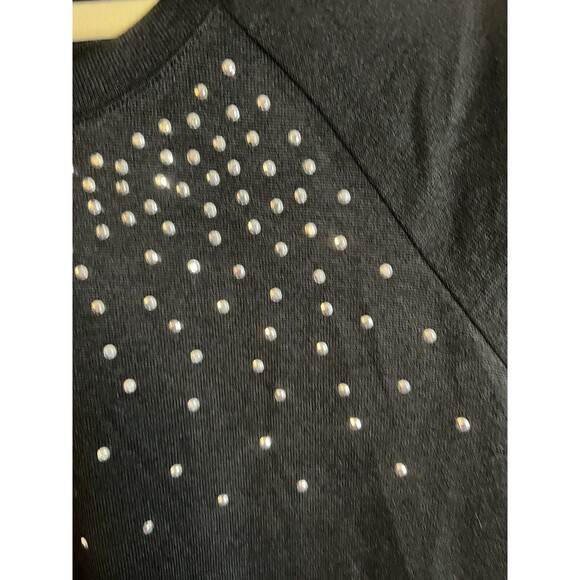 DG2 Diane Gilman Black With Rhinestone Accent Long Sleeve Top Size Large NWT - Picture 9 of 11